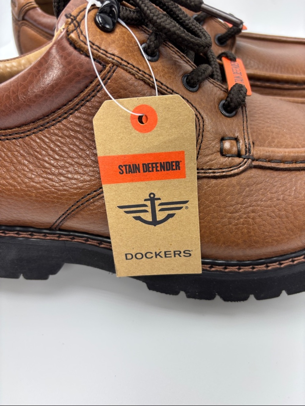 Dockers Men's Stain Defender Dark Tan Lace-Up Shoes - size 10.5 Wide NEW - Picture 5 of 9